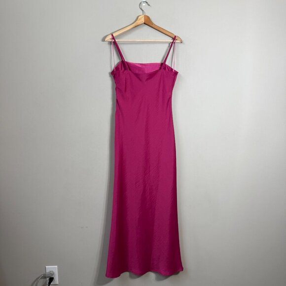 House of Harlow 1960 Satin Midi Slip Dress Women Medium Pink Slit Cocktail Party - Picture 3 of 14